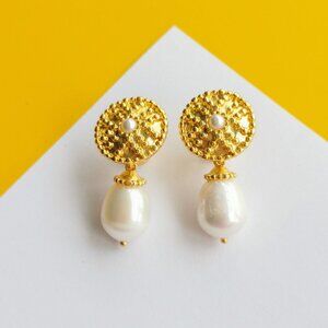 Marbella Gold Pearl Earrings by Julie Vos